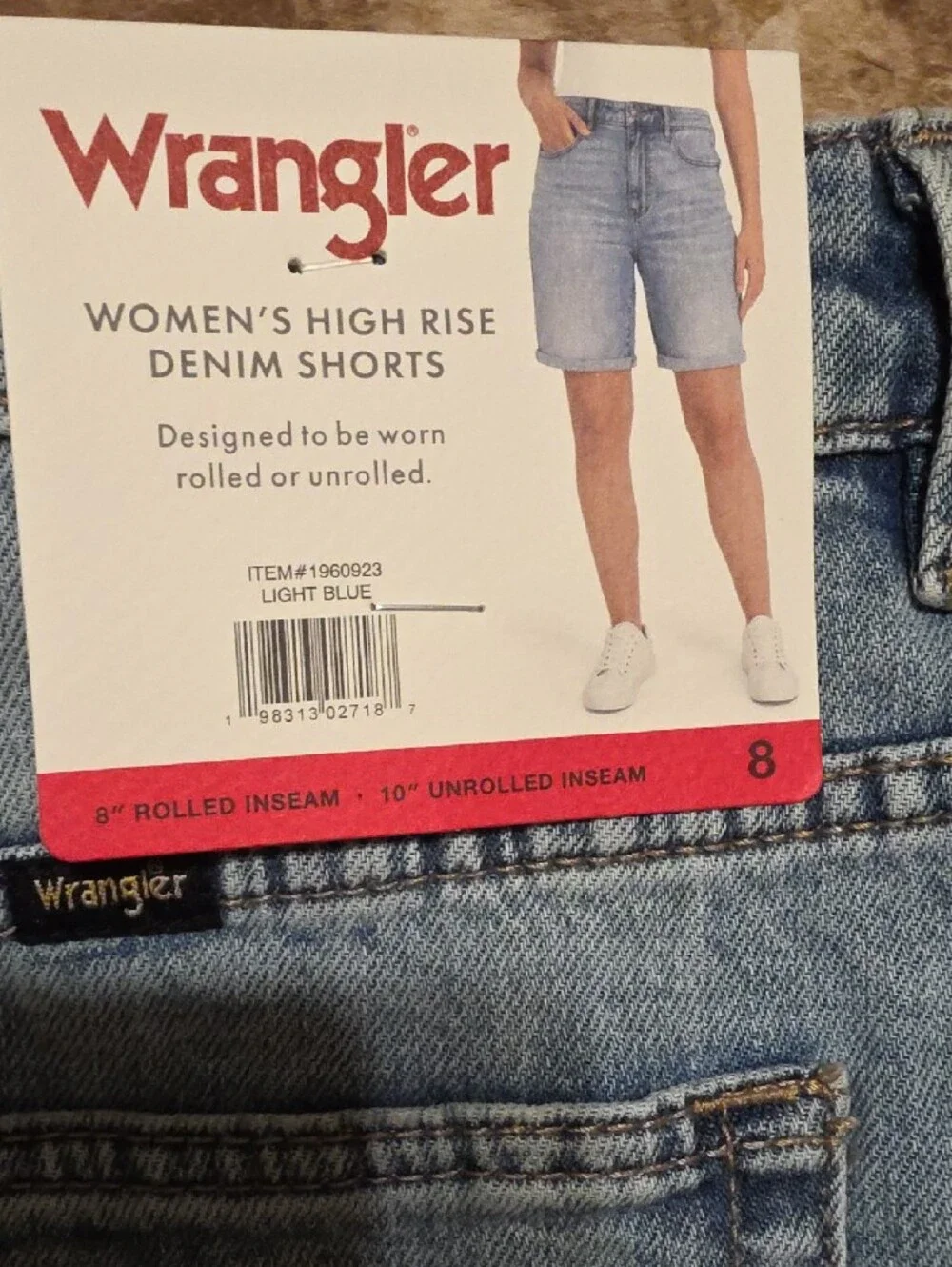 Wrangler Light Blue High Rise Denim Shorts